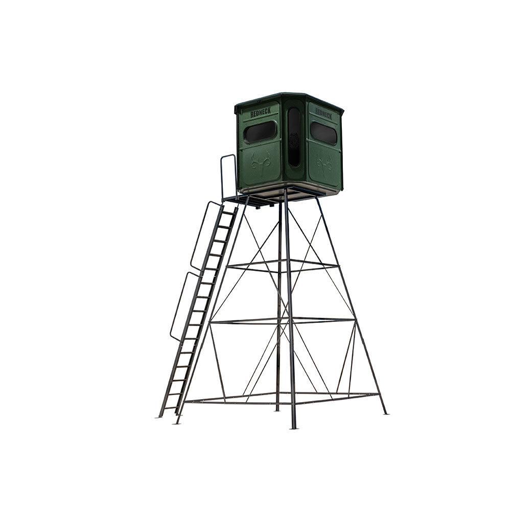 The Buck Palace Platinum 360° 6X6 Box Blind - With 15' Stand - Redneck Green
