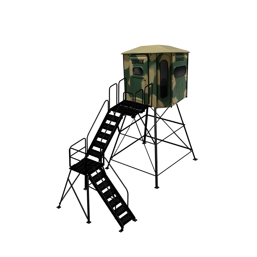The Big Country Platinum 360° 6X7 Box Blind - With 10' Stairway System - Camo