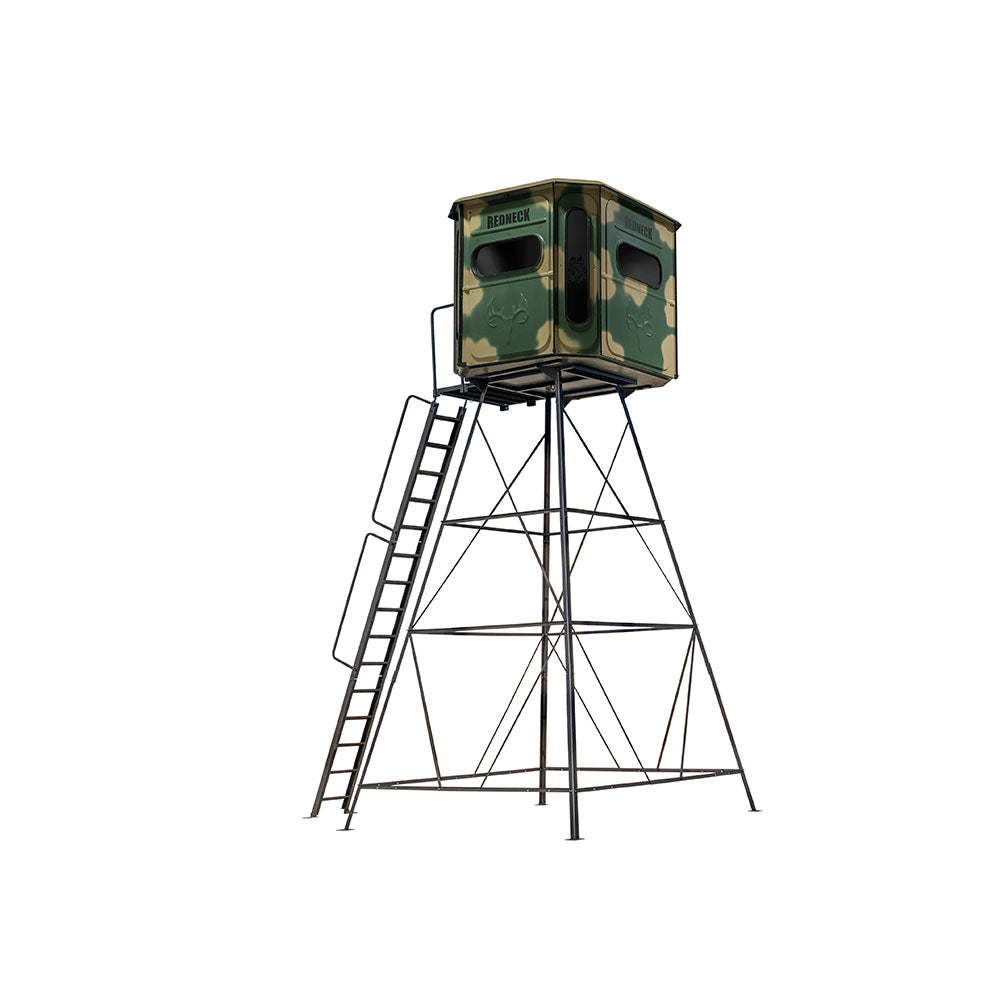 The Big Country Platinum 360° 6X7 Box Blind - With 15' Stand - Camo