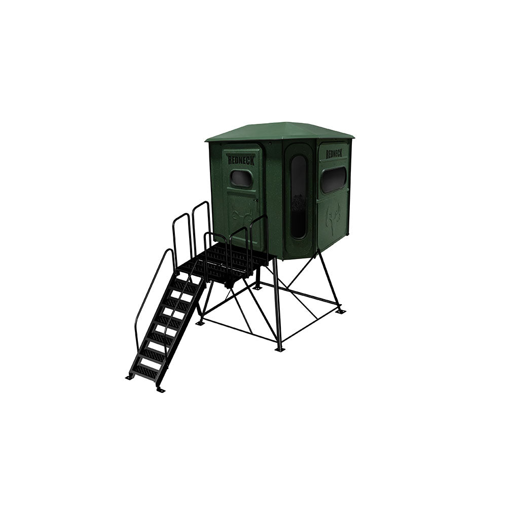 The Big Country Platinum 360° 6X7 Box Blind - With 5' Stairway System - Redneck Green